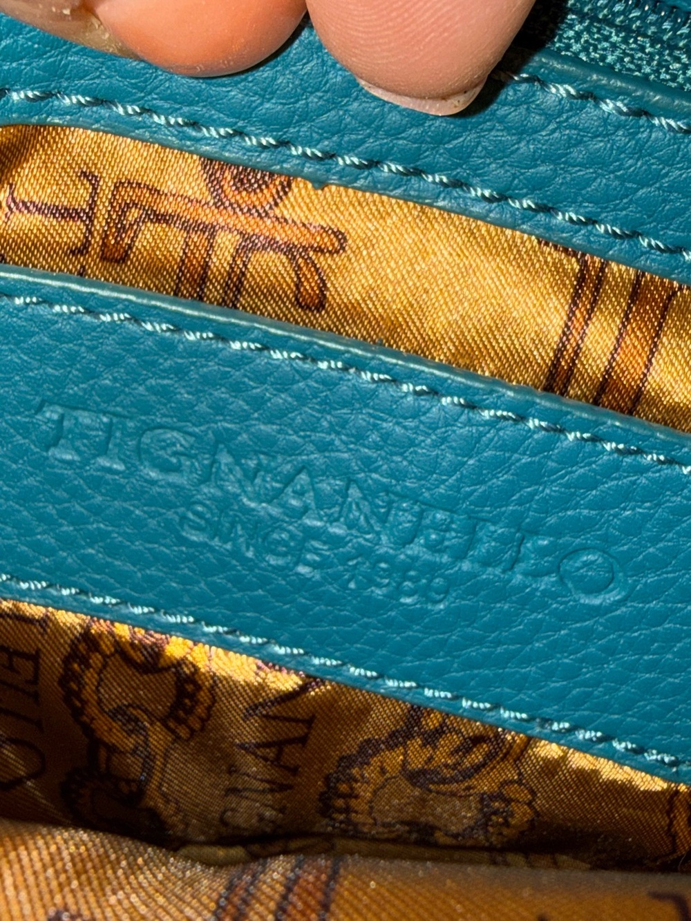 Tignanello Teal Blue Leather Crossbody Purse Organizer Coastal Preppy - Picture 8 of 13